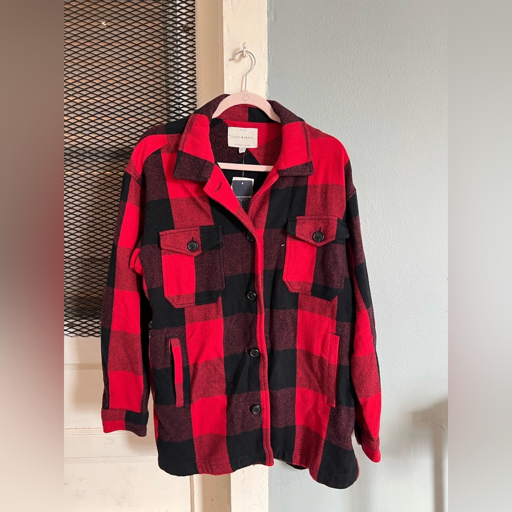 Lucky Brand Red & Black Plaid Jacket